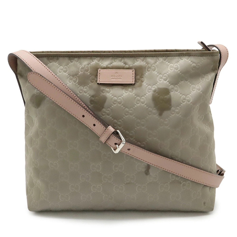 Gucci GG Crossbody Bag Leather Gray Dusty Pink